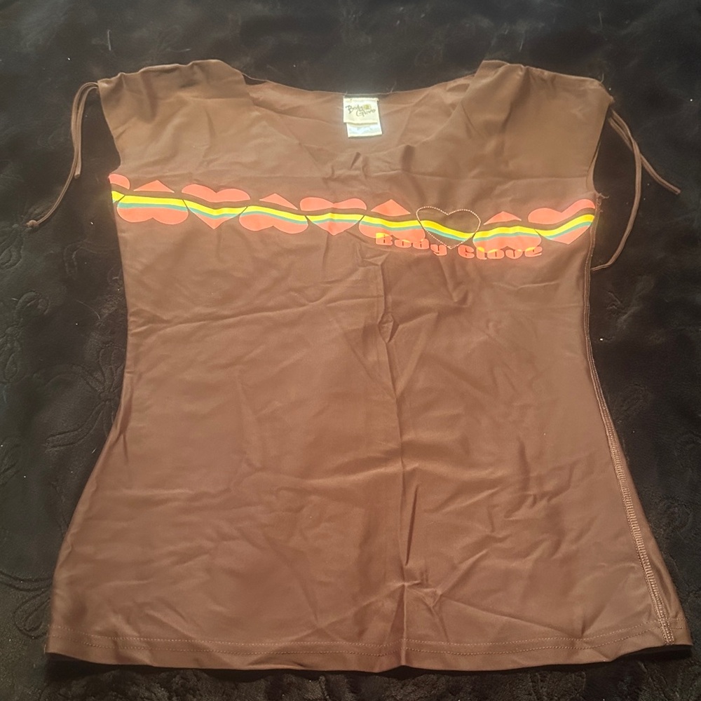 Body Glove Brown rash guard body glove motif with Vibrant Accents size S/P